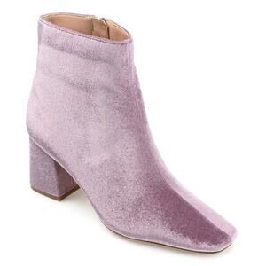 JOURNEE Womens NEW Hazara WIDE WIDTH Velvet Block Heel Dress Booties | Size 7.5D